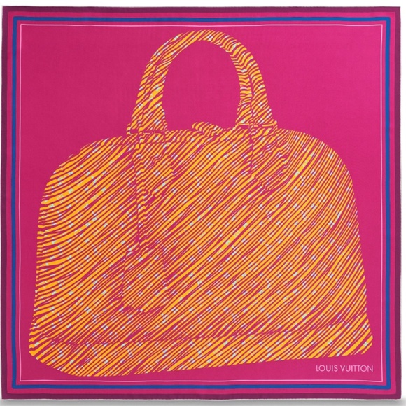 New Louis Vuitton Scarf Monogram Alma Bag  Purple Silk Wrap - Picture 7 of 15